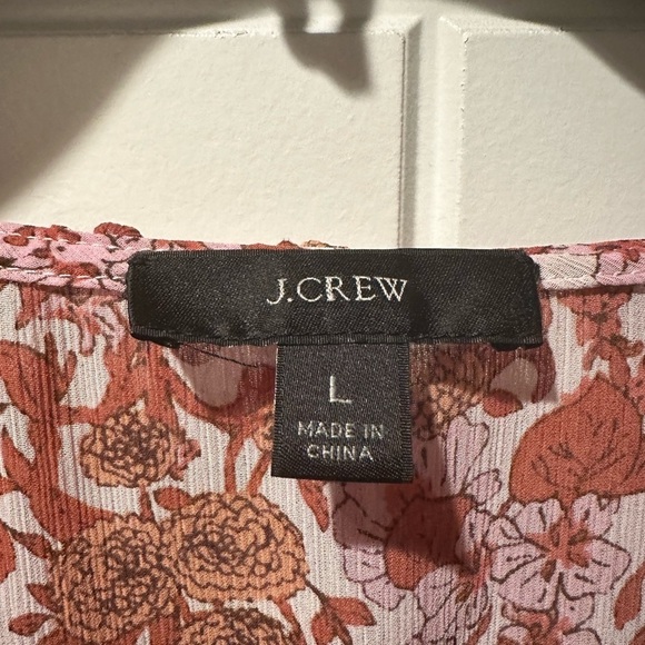 J.Crew Ruffle Crinkle Chiffon Blouse Floral Top Spring‎ Summer Casual Size Large - Picture 6 of 14